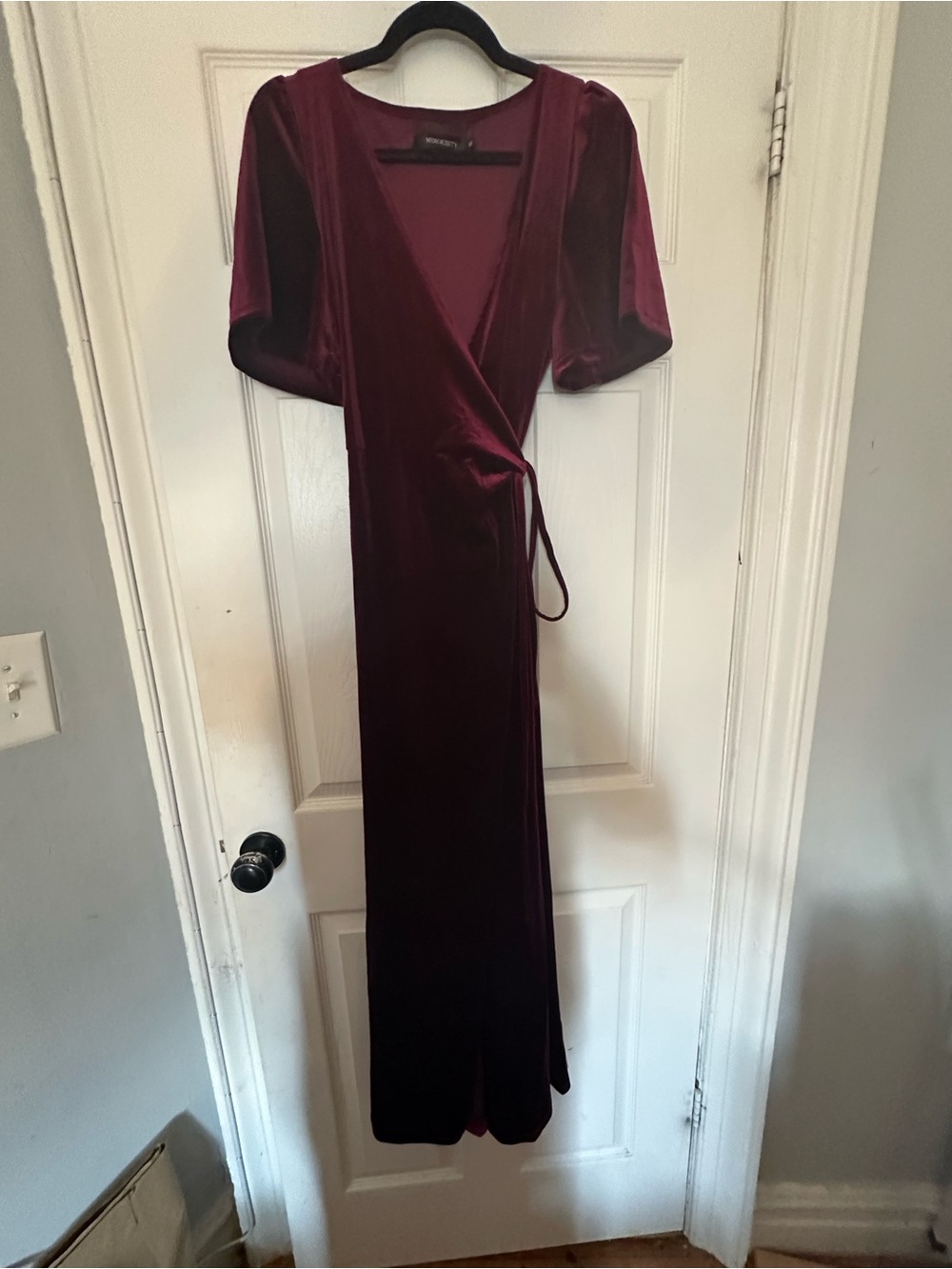 MEROKEETY Women's Wine Wrap Dress Long Sleeve